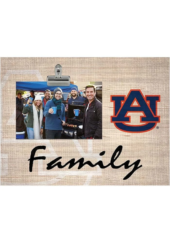 Auburn Tigers Family Burlap Clip Picture Frame - Orange