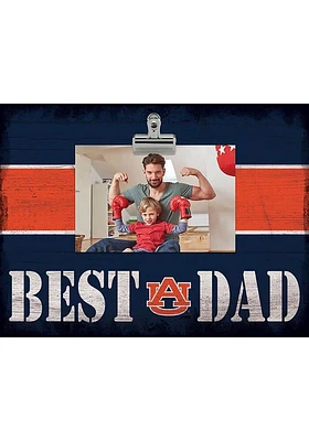 Auburn Tigers Best Dad Striped Clip Picture Frame - Orange