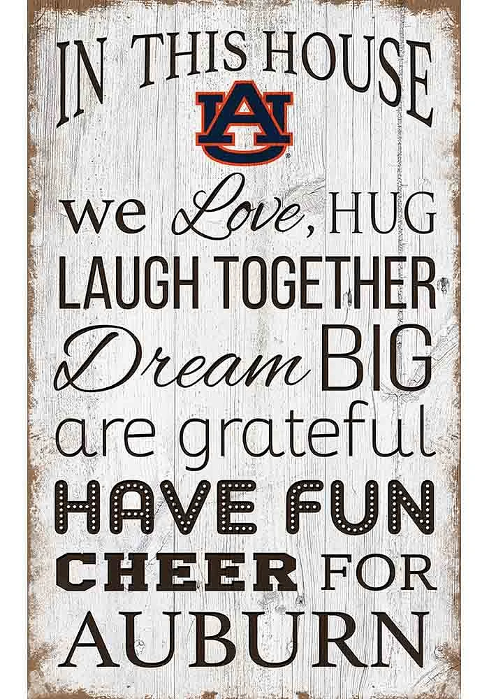 Auburn Tigers In This House 11x19 Sign - Orange