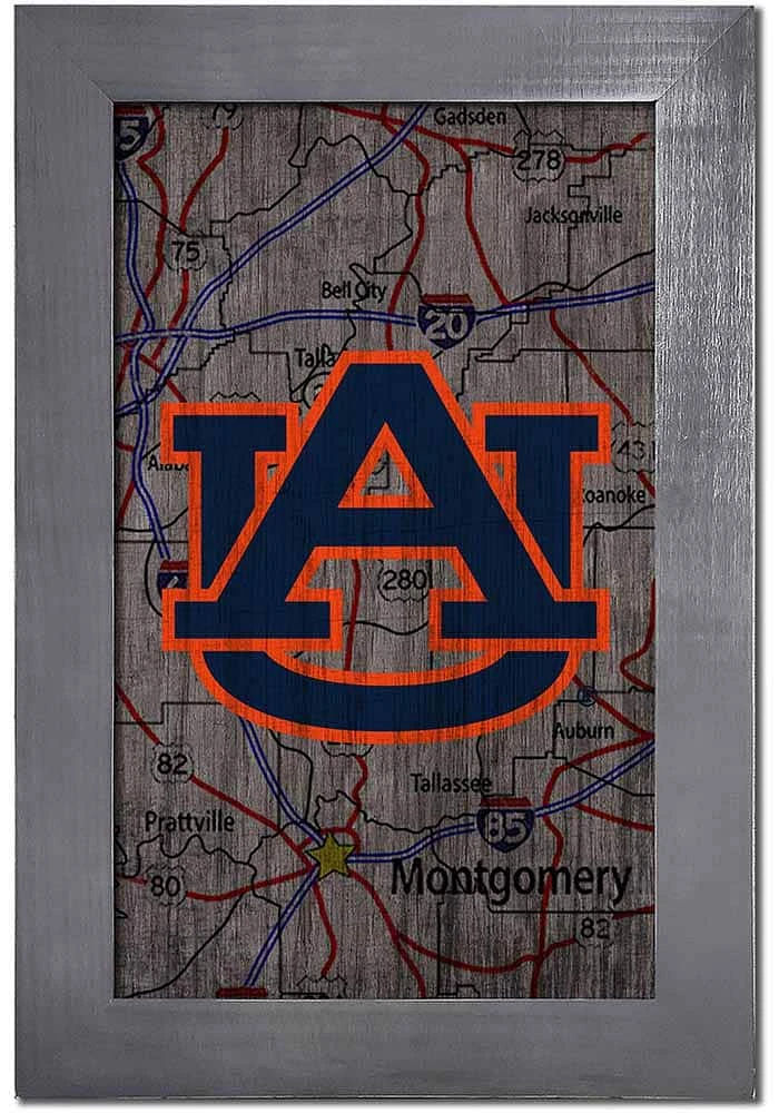 Auburn Tigers City Map Sign - Orange