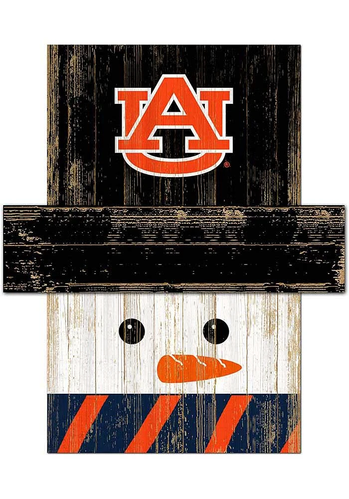 Auburn Tigers Snowman Head Sign - Orange