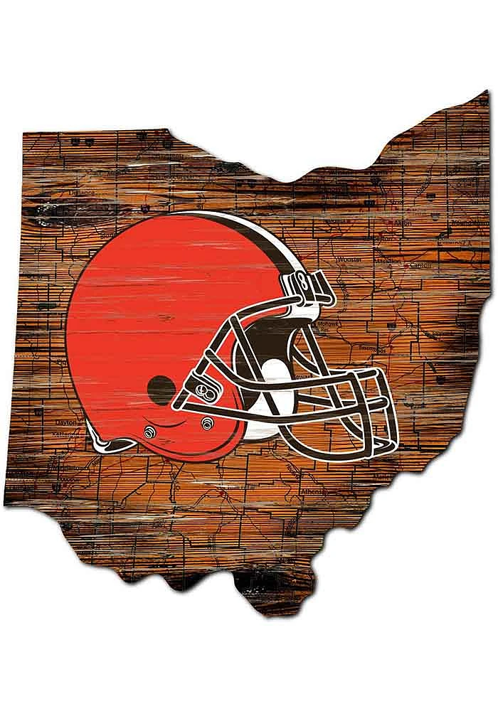 Cleveland Browns 12 Mini Roadmap State Sign Sign - Brown
