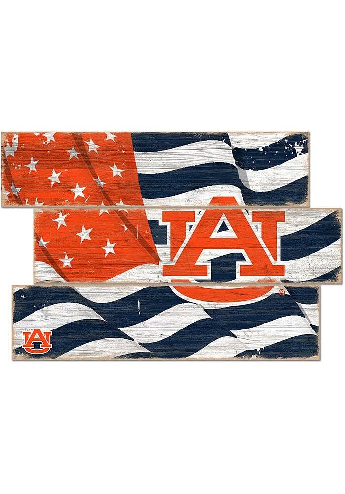 Auburn Tigers Flag 3 Plank Sign - Orange