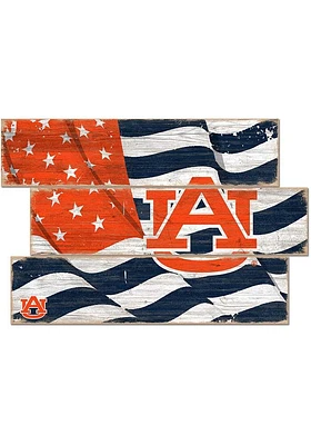 Auburn Tigers Flag 3 Plank Sign - Orange