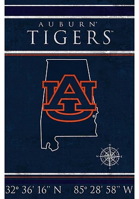 Auburn Tigers Coordinates 17x26 Sign - Orange