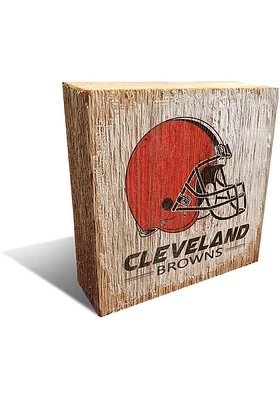 Cleveland Browns Team Logo 6X6 Block Sign - Brown