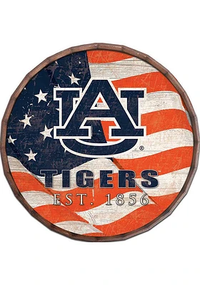 Auburn Tigers Flag 24 Inch Barrel Top Sign - Orange