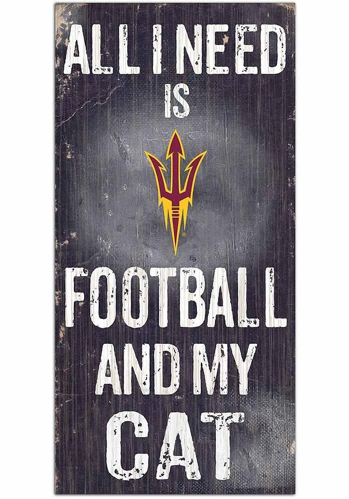 Arizona State Sun Devils Football and My Cat Sign - Maroon