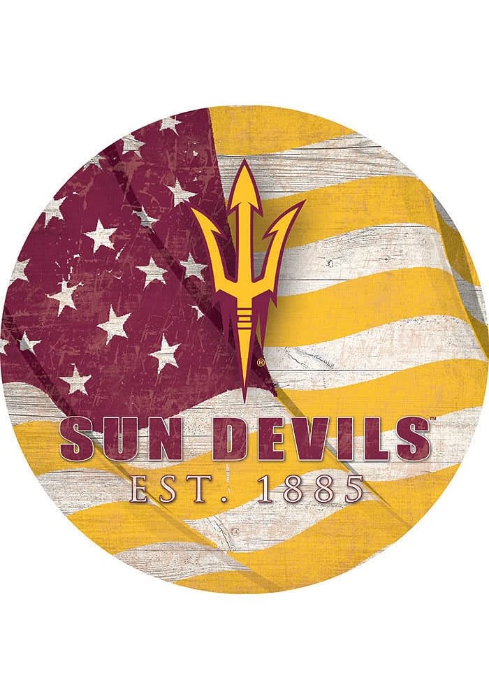 Arizona State Sun Devils 24in Flag Circle Sign - Maroon