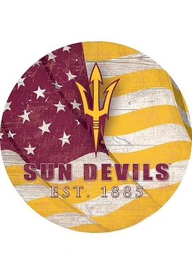 Arizona State Sun Devils 24in Flag Circle Sign - Maroon
