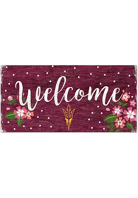 Arizona State Sun Devils Welcome Floral Sign - Maroon