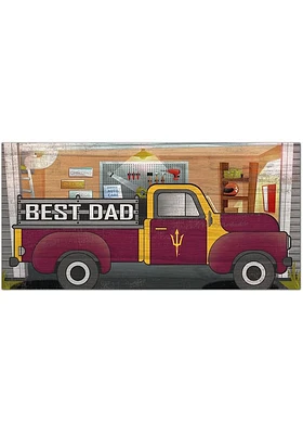 Arizona State Sun Devils Best Dad Truck Sign - Maroon