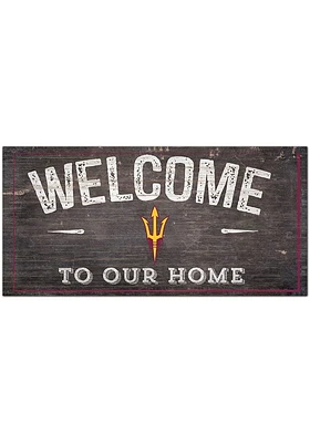 Arizona State Sun Devils Welcome Distressed Sign - Maroon