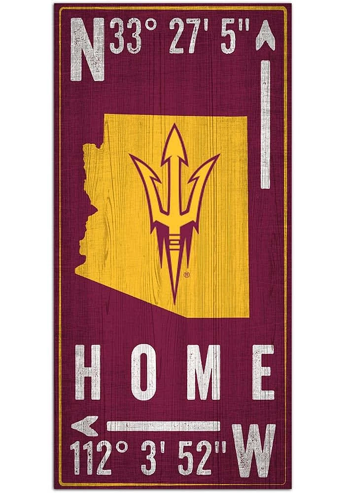 Arizona State Sun Devils Coordinate Sign - Maroon