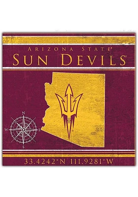 Arizona State Sun Devils Coordinates Sign - Maroon