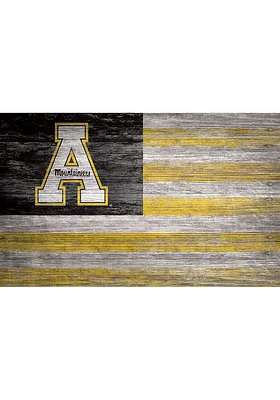 Appalachian State Mountaineers Distressed Flag 11x19 Sign - Black