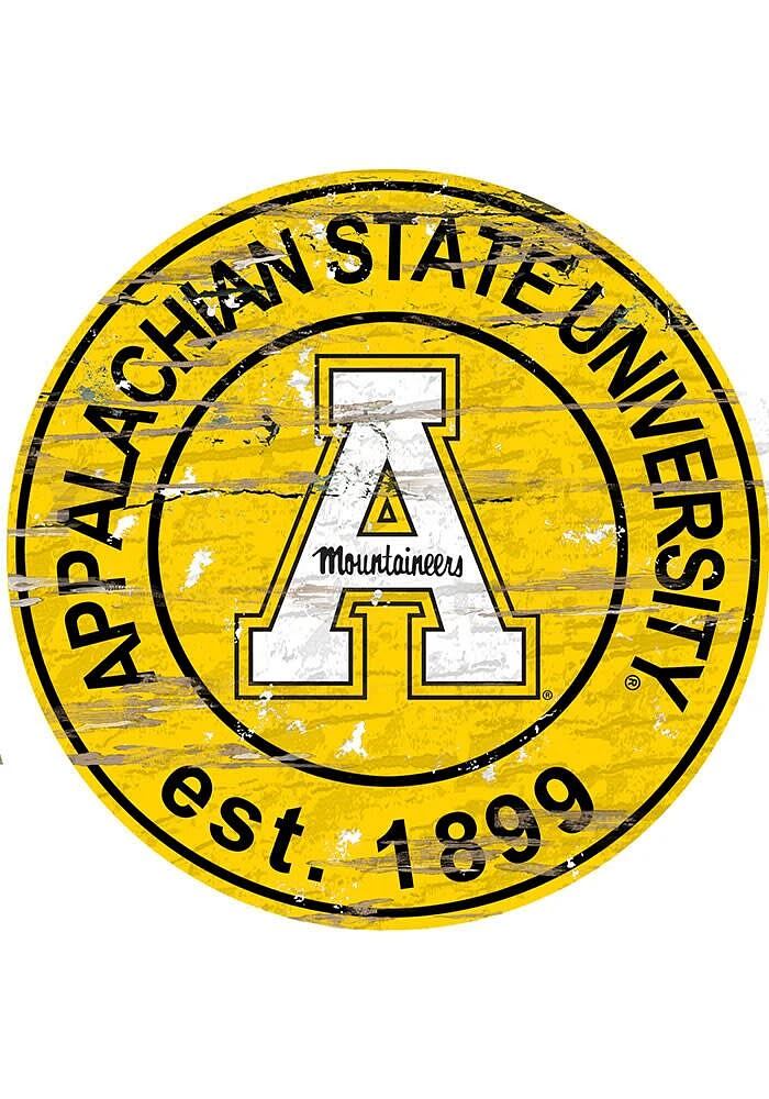 Appalachian State Mountaineers Established Date Circle 24 Inch Sign - Yellow