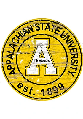 Appalachian State Mountaineers Established Date Circle 24 Inch Sign - Yellow