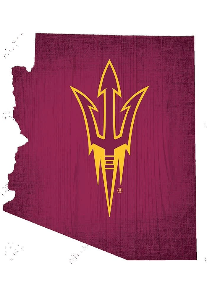Arizona State Sun Devils State Cutout Sign - Maroon