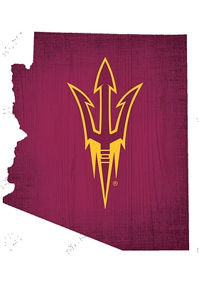 Arizona State Sun Devils State Cutout Sign - Maroon