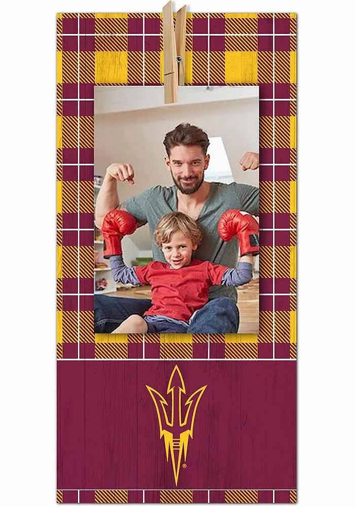 Arizona State Sun Devils Plaid Clothespin Sign - Maroon