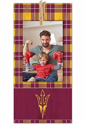 Arizona State Sun Devils Plaid Clothespin Sign - Maroon