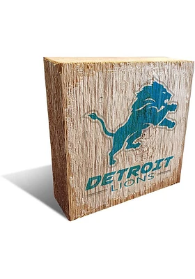 Detroit Lions Team Logo 6X6 Block Sign - Blue