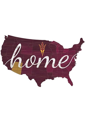 Arizona State Sun Devils USA Shape Cutout Sign - Maroon