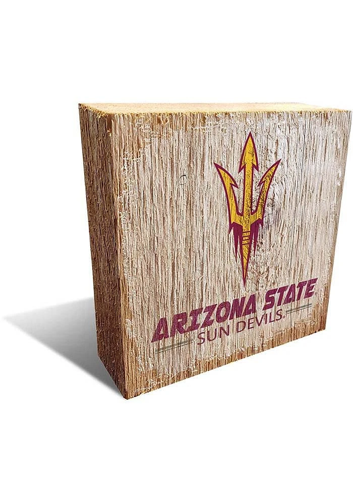 Arizona State Sun Devils Logo Block Sign - Maroon