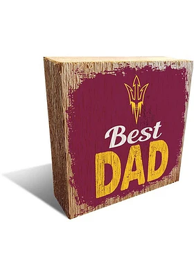 Arizona State Sun Devils Best Dad Block Sign - Maroon