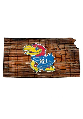 Kansas Jayhawks 12 Mini Roadmap State Sign Sign - Blue