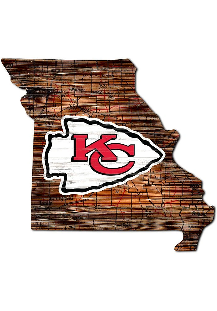 Kansas City Chiefs 12 Mini Roadmap State Sign Sign - Red