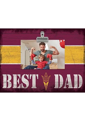 Arizona State Sun Devils Best Dad Striped Clip Picture Frame - Maroon