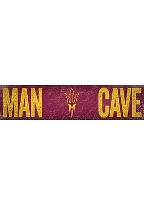 Arizona State Sun Devils Man Cave 6x24 Sign - Maroon