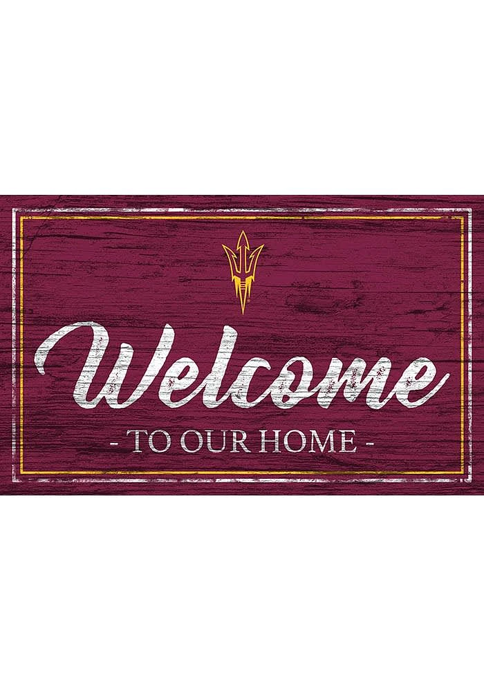 Arizona State Sun Devils Team Welcome 11x19 Sign - Maroon