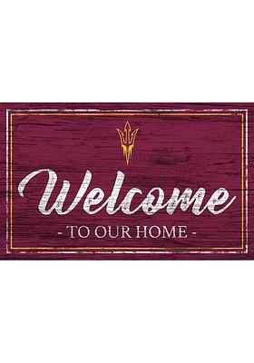 Arizona State Sun Devils Team Welcome 11x19 Sign - Maroon