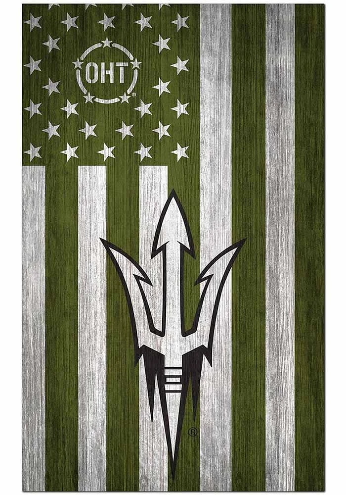 Arizona State Sun Devils 11x19 OHT Military Flag Sign - Maroon