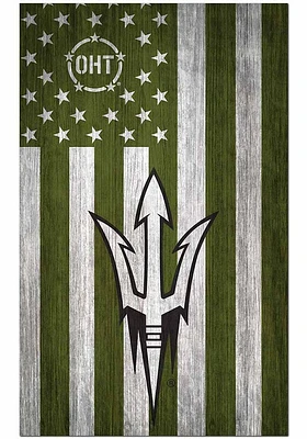 Arizona State Sun Devils 11x19 OHT Military Flag Sign - Maroon