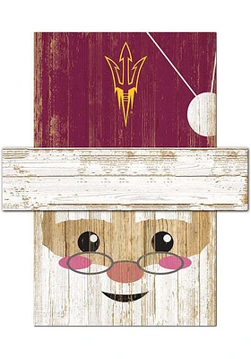 Arizona State Sun Devils Santa Head Sign - Maroon