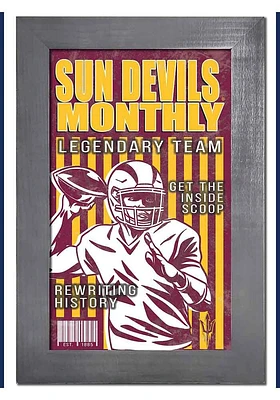 Arizona State Sun Devils 11x19 Framed Monthly Sign - Maroon