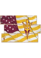 Arizona State Sun Devils Flag 3 Plank Sign - Maroon
