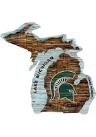 Michigan State Spartans 12 Mini Roadmap State Sign Sign - Green
