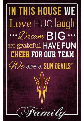 Arizona State Sun Devils In This House 17x26 Sign - Maroon