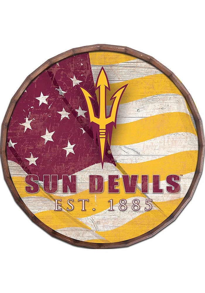 Arizona State Sun Devils Flag 24 Inch Barrel Top Sign - Maroon