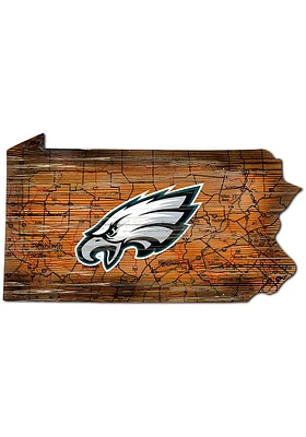 Philadelphia Eagles 12 Mini Roadmap State Sign Sign - Midnight Green