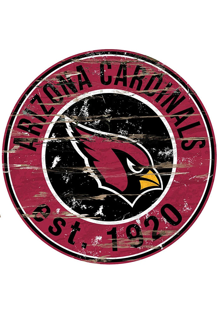 Arizona Cardinals Established Date Circle 24 Inch Sign - Red