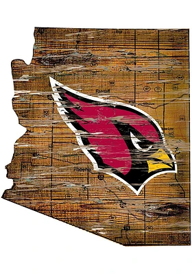 Arizona Cardinals Distressed State 24 Inch Sign - Brown