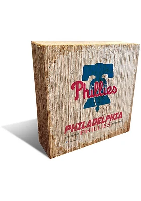 Philadelphia Phillies Team Logo 6X6 Block Sign - Red