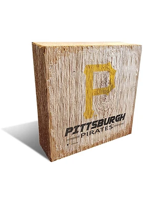 Pittsburgh Pirates Team Logo 6X6 Block Sign - Black