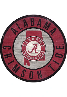 Alabama Crimson Tide 12 in Circle State Sign - Red